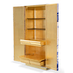 Luxury Display Cabinet with Hand-Painted Tile Artwork, Glass Shelves & Storage