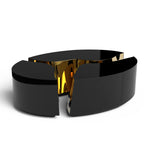 Luxury Oval Dining Table with Sculptural Brass Accents & High Gloss Finish