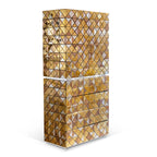 Luxury Walnut Curio Cabinet with Pixel-Inspired Design & Hidden Storage