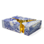 Luxury Coffee Table with Cracked Brass Sculptural Base & Smoked Glass Top