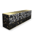 Luxury Anodized Metal Sideboard Cabinet with Pixel-Inspired Design & Hidden Storage