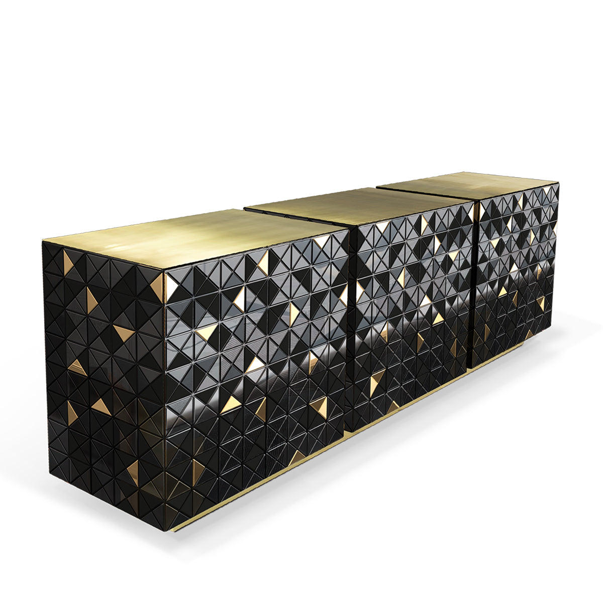 Luxury Anodized Metal Sideboard Cabinet with Pixel-Inspired Design & Hidden Storage