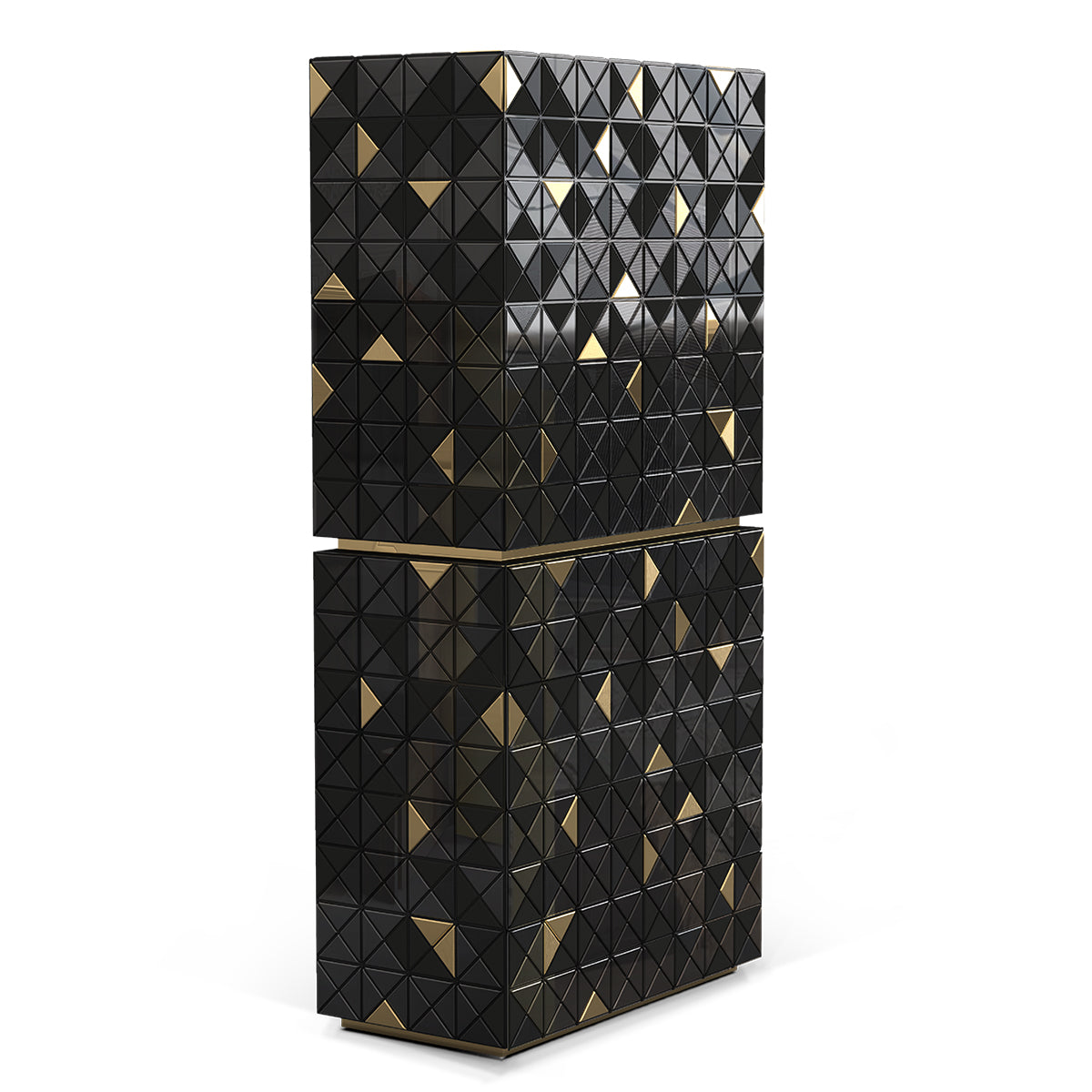 Luxury Walnut Curio Cabinet with Pixel-Inspired Design & Hidden Storage