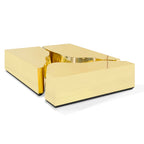 Luxury Coffee Table with Cracked Brass Sculptural Base & Smoked Glass Top