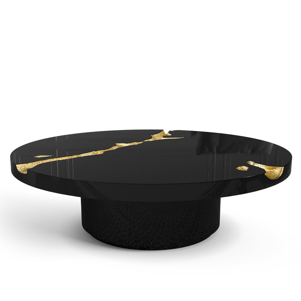 Luxury Gold Coffee Table with Round Glass Top & Sculptural Brass Base