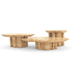 Luxury Patina Brass Coffee Table Set with Round Tiered Tops & Statement Design