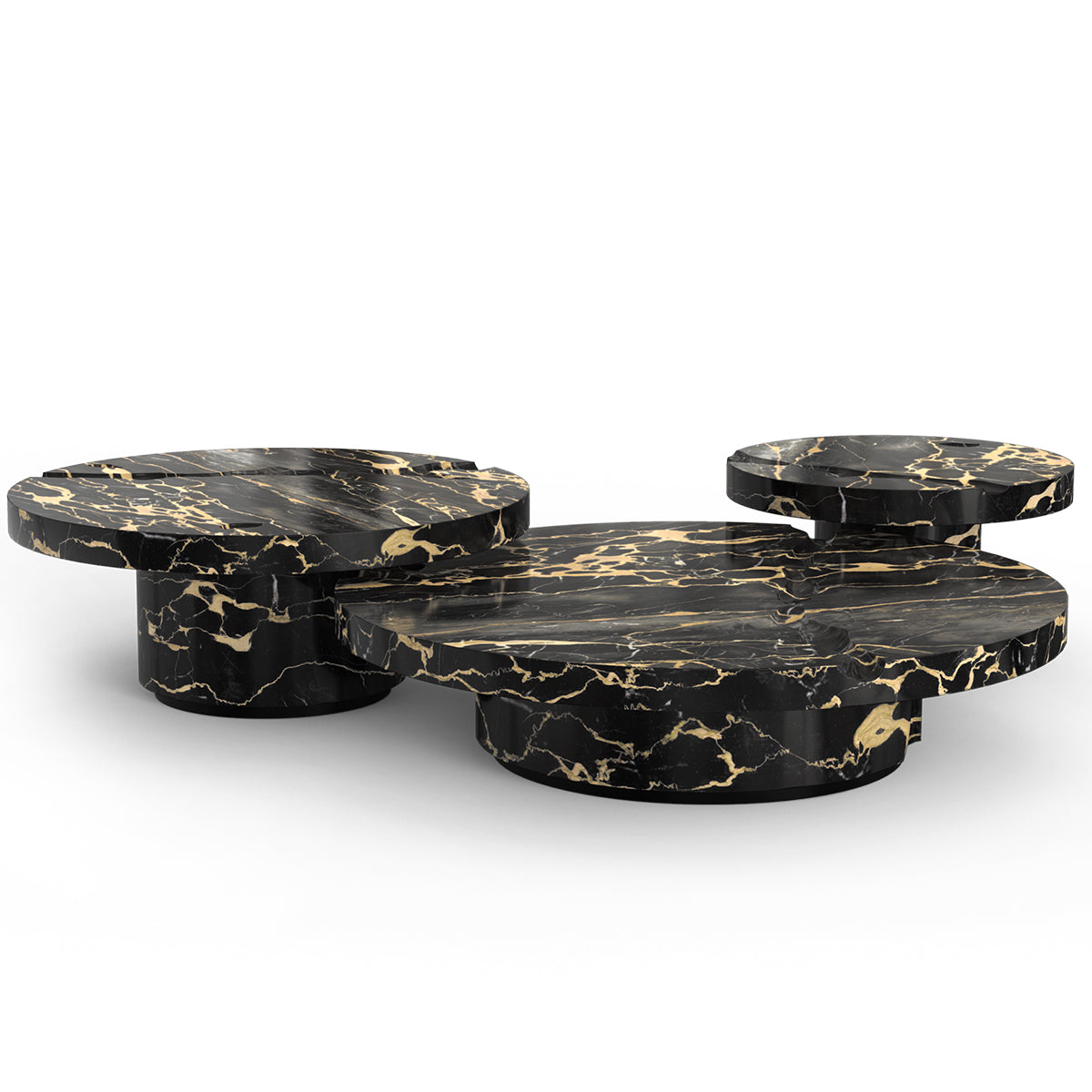 Luxury Gold Coffee Table with Round Glass Top & Sculptural Brass Base