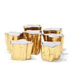 Luxury White Coffee Table with Sculptural Gold Base & Organic Modern Design