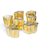 Luxury White Coffee Table with Sculptural Gold Base & Organic Modern Design
