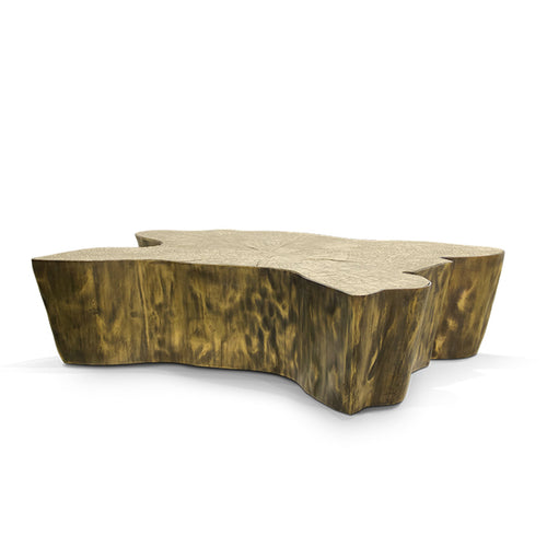 Luxury Patina Brass Coffee Table with Organic Sculptural Design & Handcrafted Finish Center Tea Table