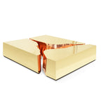 Luxury Coffee Table with Cracked Brass Sculptural Base & Smoked Glass Top