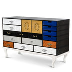 Luxury Patchwork Wood Sideboard Buffet Cabinet with Hidden Storage