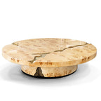 Luxury Gold Coffee Table with Round Glass Top & Sculptural Brass Base