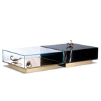 Luxury Coffee Table Set with Marble, Glass & Sculptural Gold Brass Design