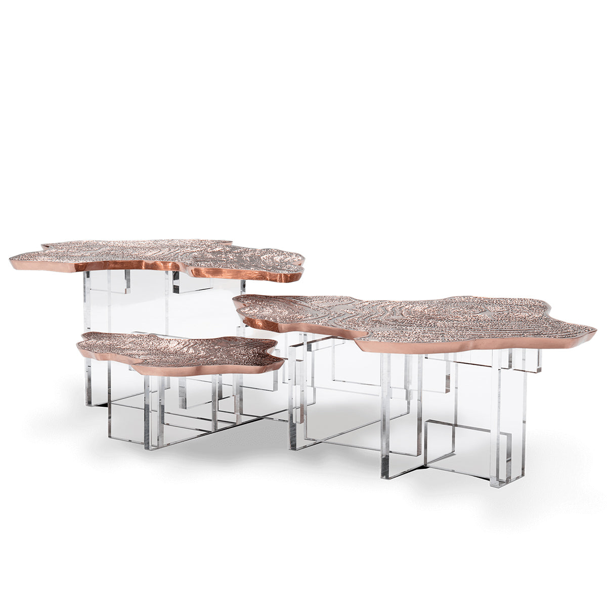 Luxury Designer Coffee Table with Hand-Painted Artistic Top & Sculptural Brass Base