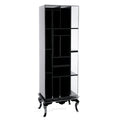 Luxury Tall Bookcase with Smoked Glass Shelves & Modern Display Storage
