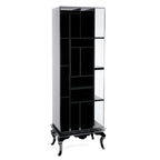 Luxury Tall Bookcase with Smoked Glass Shelves & Modern Display Storage