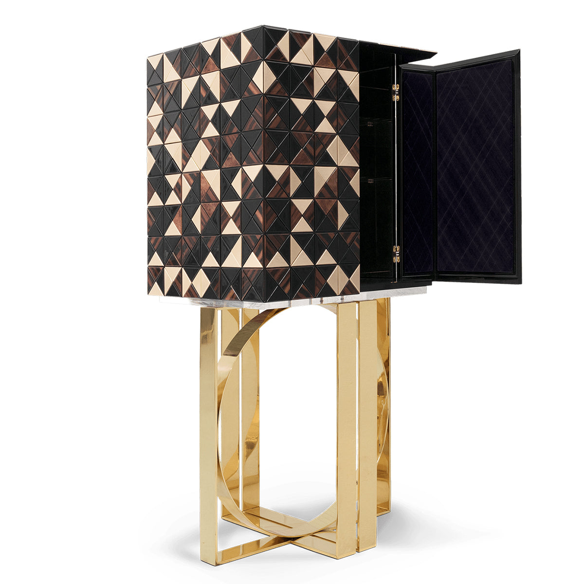 Luxury Geometric Bar Cabinet with Pixel-Inspired Design & Hidden Storage