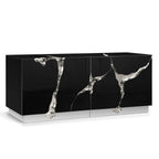 Luxury Black Gold Sideboard Cabinet with Sculptural Cracked Design