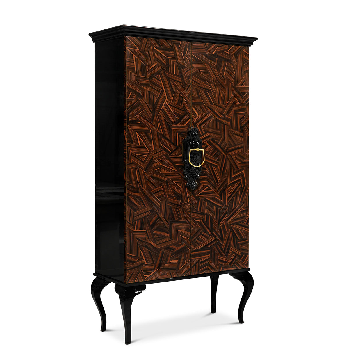 Luxury Sculptural Display Cabinet with Glass Shelves & Designer Storage