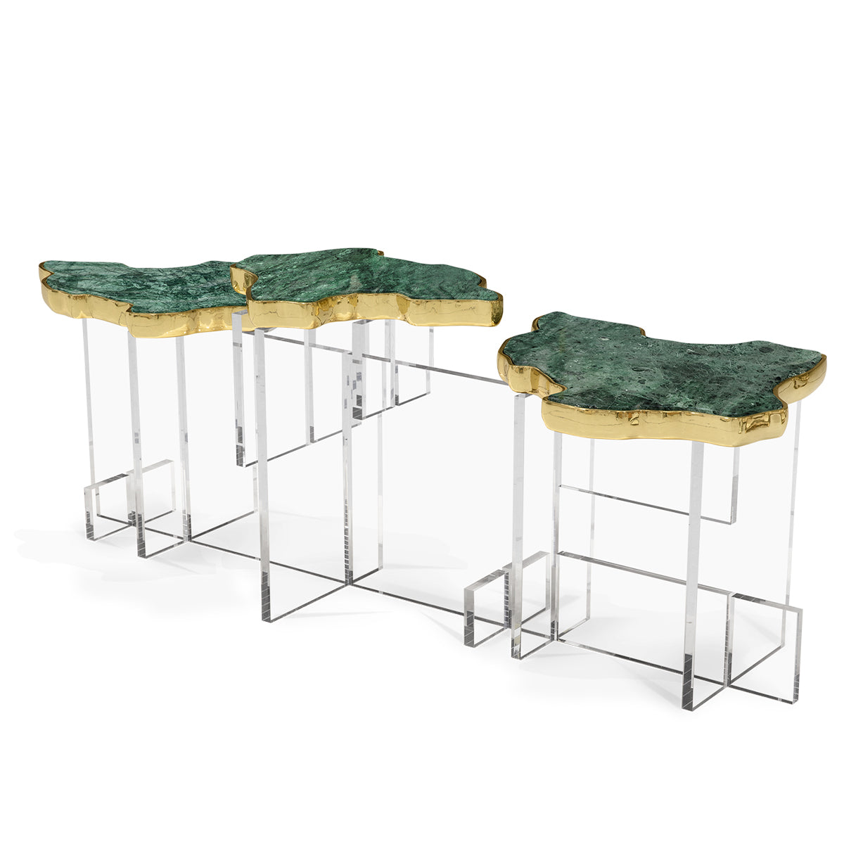 Luxury Designer Coffee Table with Hand-Painted Artistic Top & Sculptural Brass Base