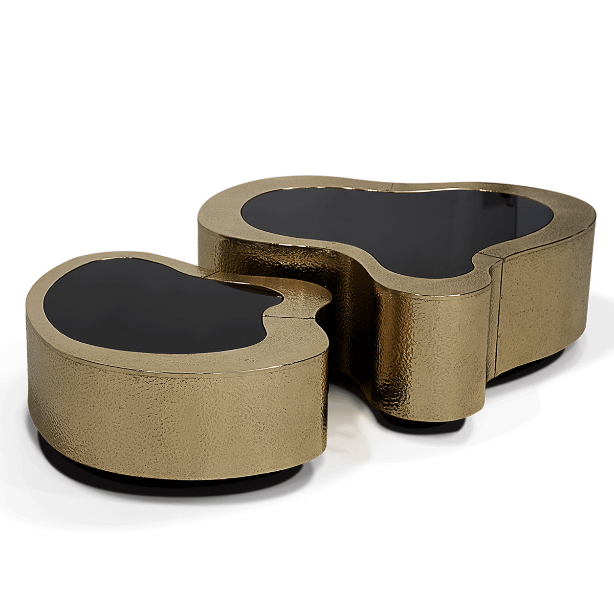 Luxury Hammered Brass Coffee Table with Wave Sculptural Design & Artisan Craftsmanship
