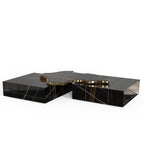 Luxury Black & White Coffee Table with Sculptural Design & High Gloss Finish