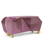 Luxury Diamond-Inspired Sideboard Cabinet with Black Gold Finish & Hidden Storage