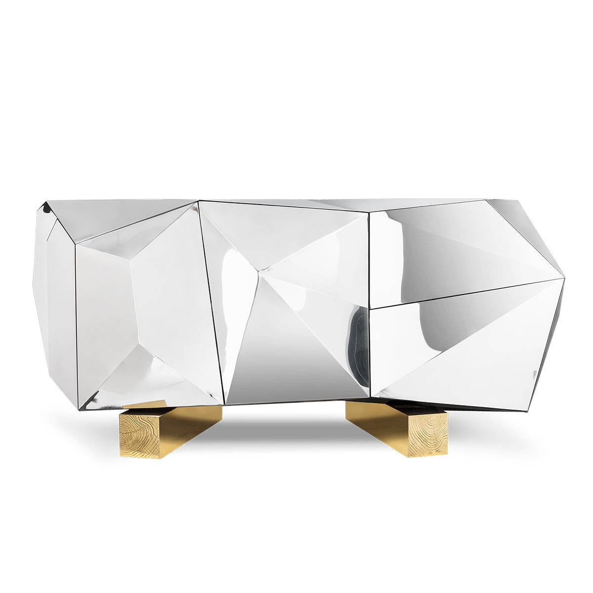 Luxury Black Faceted Sideboard Buffet Cabinet with Hidden Storage