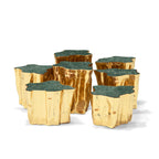 Luxury White Coffee Table with Sculptural Gold Base & Organic Modern Design