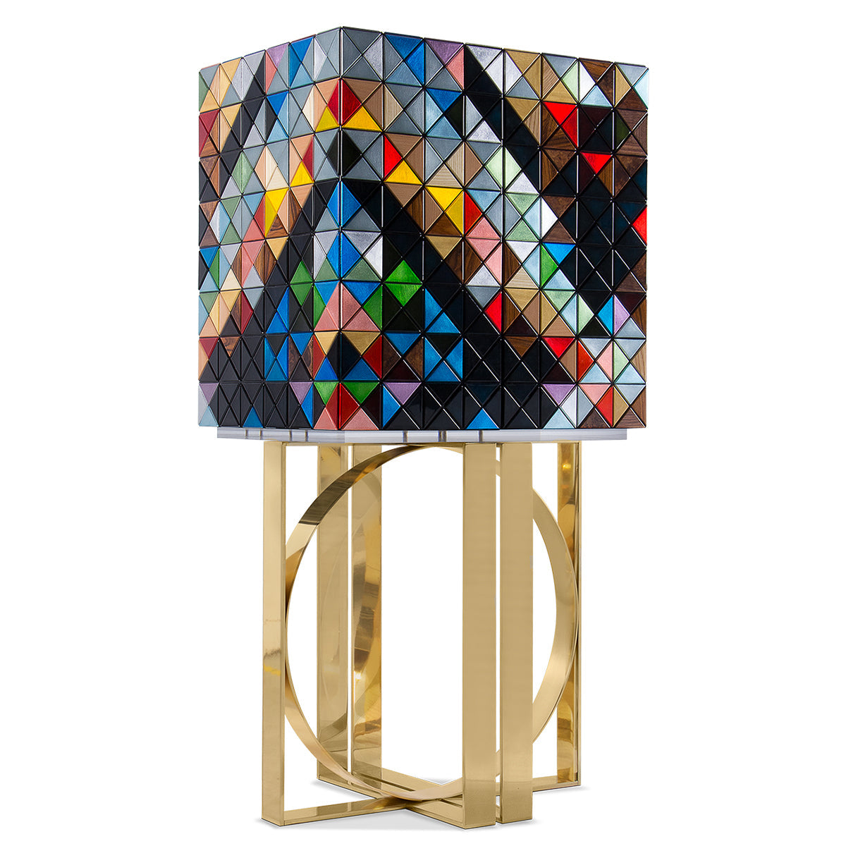 Luxury Geometric Bar Cabinet with Pixel-Inspired Design & Hidden Storage