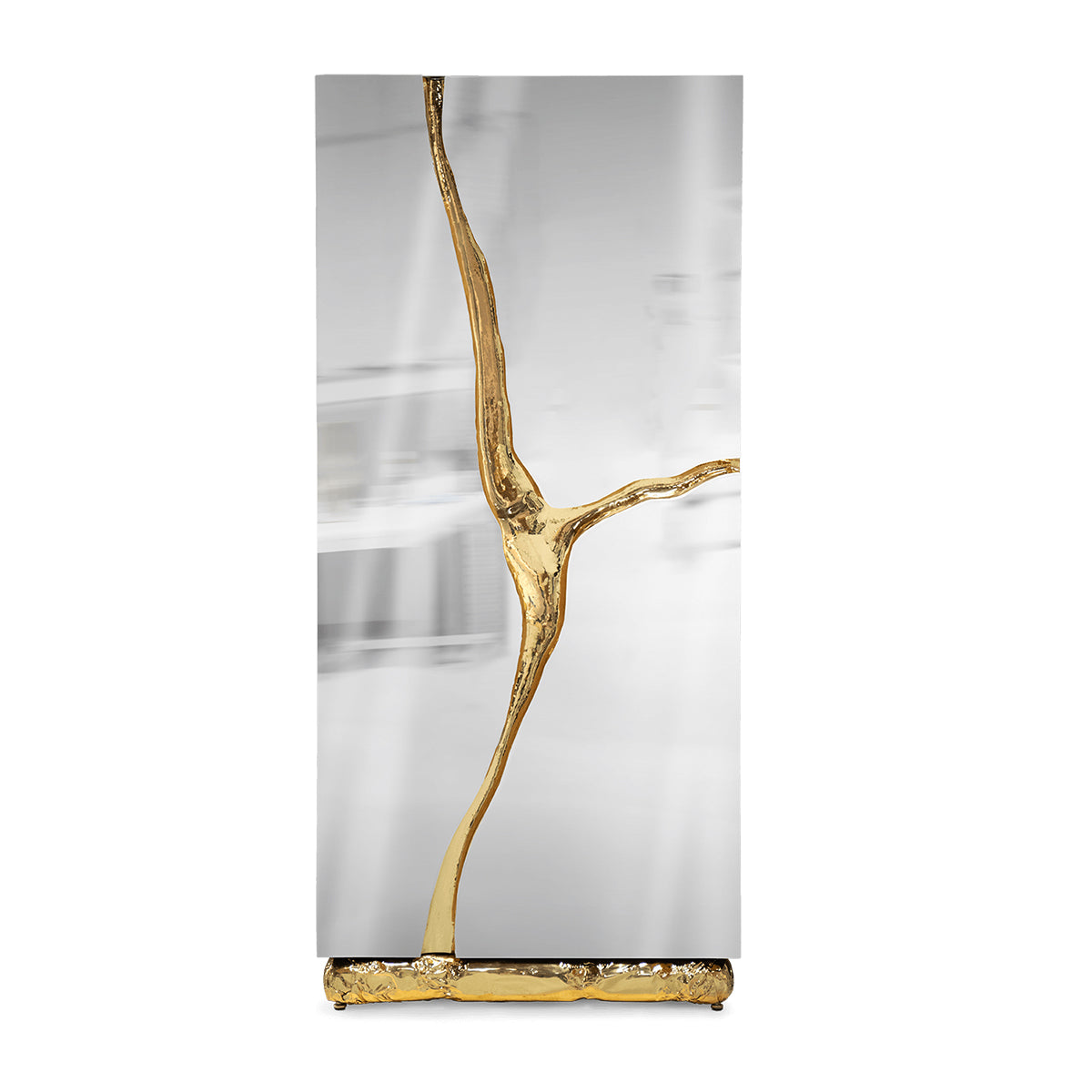 Luxury Walnut Display Cabinet with Sculptural Brass Accents & Hidden Storage