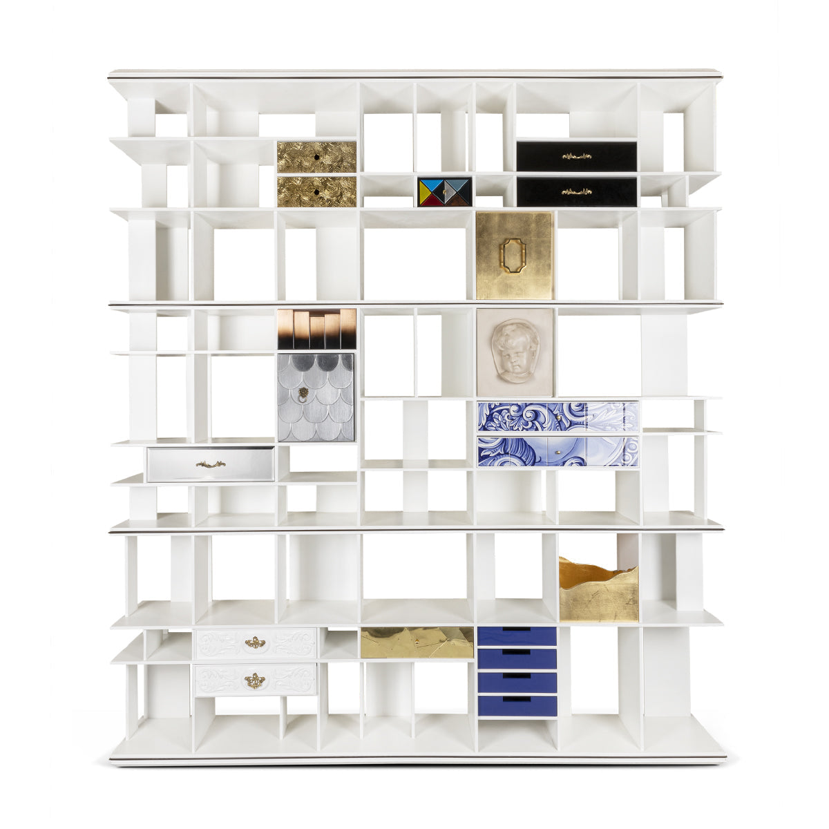 Luxury Glass Display Cabinet with Brass Accents, Curio Storage & Designer Shelving