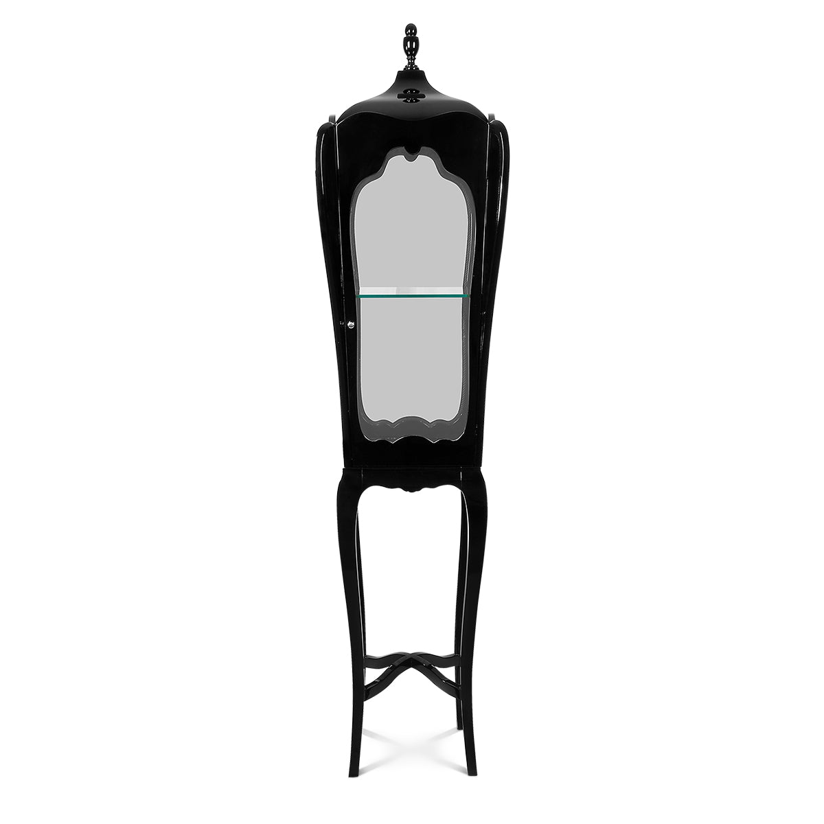 Luxury Slim Curio Display Cabinet with Glass Shelves & Mahogany Frame