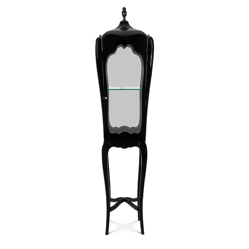 Luxury Slim Curio Display Cabinet with Glass Shelves & Mahogany Frame