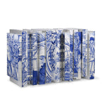 Luxury Hand-Painted Tile Sideboard Cabinet with Vintage Artwork & Hidden Storage
