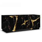 Luxury Black Gold Sideboard Cabinet with Sculptural Cracked Design