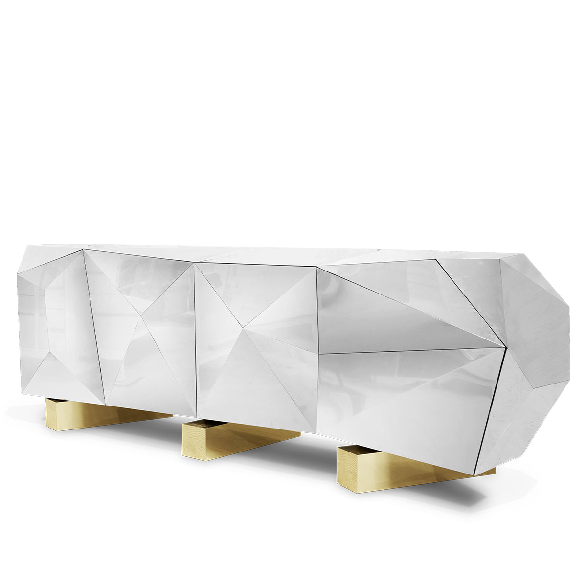 Luxury Diamond Sideboard Cabinet with Faceted Design & Hidden Storage