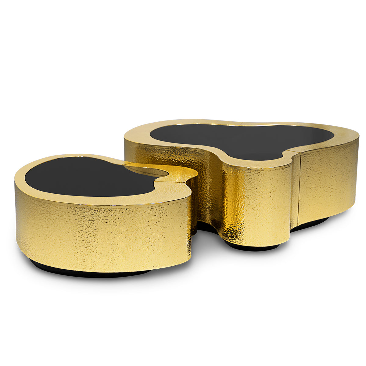 Luxury Hammered Brass Coffee Table with Wave Sculptural Design & Artisan Craftsmanship
