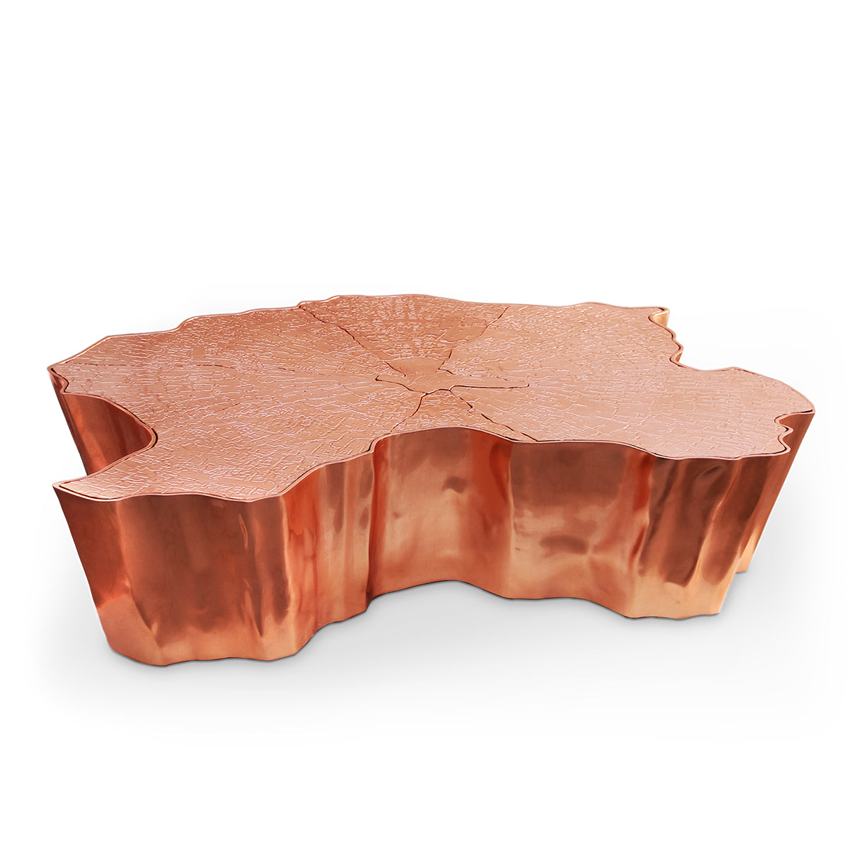 Luxury Patina Brass Coffee Table with Organic Sculptural Design & Handcrafted Finish