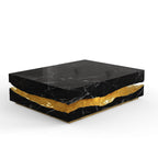 Luxury Carrara Marble Coffee Table with Sculptural Brass Frame & Organic Design