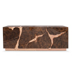 Luxury Black Gold Sideboard Cabinet with Sculptural Cracked Design