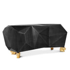 Luxury Diamond-Inspired Sideboard Cabinet with Black Gold Finish & Hidden Storage