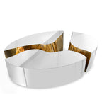 Luxury Oval Dining Table with Sculptural Brass Accents & High Gloss Finish