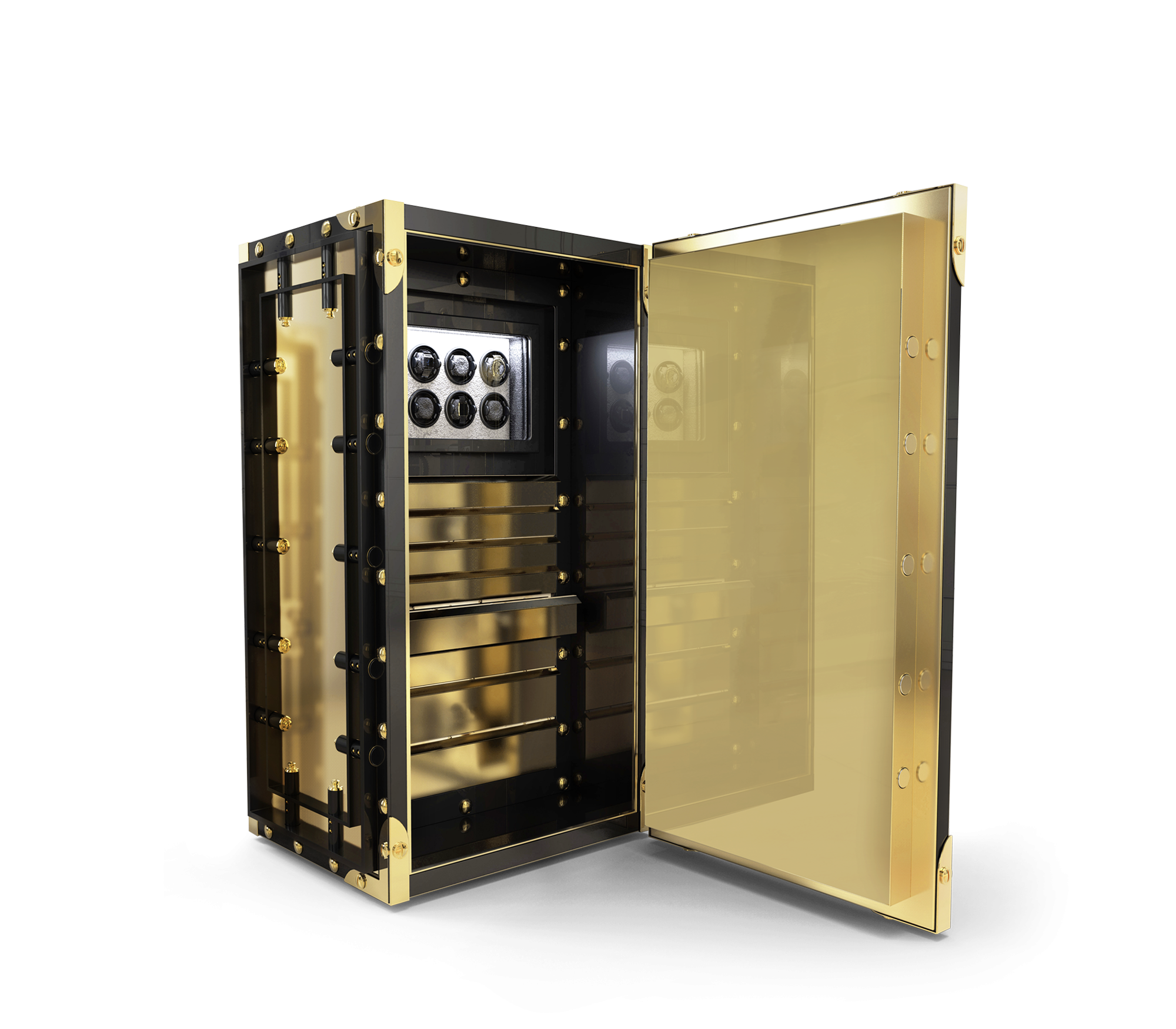 Luxury High-Security Vault Safe with Watch Winders & Gold-Plated Armor Design