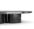 Luxury Calacatta Marble Coffee Table with Black Sculptural Base & Modern Design