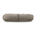 Luxury Curved Sofa with Hand-Hammered Polished Brass Base & Cream Upholstery Design