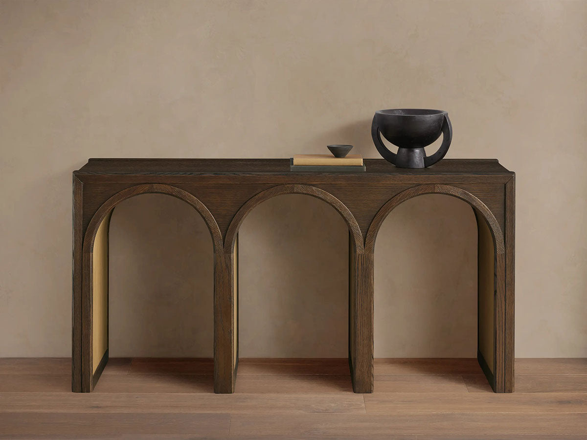 Console d'entrée Hattie en chêne massif, style rustique