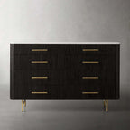 Finnley Wood Eight-Drawer Dresser with Marble or Bluestone Top Rural Chest Of 8-Drawers Cabinet