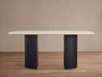 Saint Germain Stone Dining Table with Natural Marble Top Wood Dauphine Base